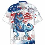 4Th Of July Amerisaurusrex Saurus Usa Hawaiian Shirt Front