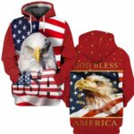 4th Of July Independence Day American Eagle God Bless All Over Print Hoodie