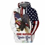 4Th Of July Independence Day Eagle American Flag One Nation Under God All Over Print Hoodie Front