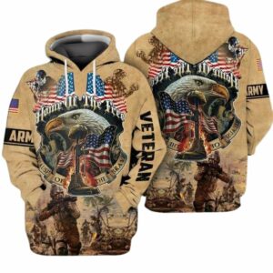 4th Of July Independence Day Memorial Day American Army Veteran Home Of The Free All Over Print Hoodie