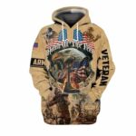 4th Of July Independence Day Memorial Day American Army Veteran Home Of The Free All Over Print Hoodie Front