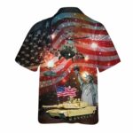 Abrams Battle Tank And Apache 4th Of July Hawaiian Shirt Back