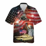 Abrams Battle Tank And Apache 4th Of July Hawaiian Shirt Front