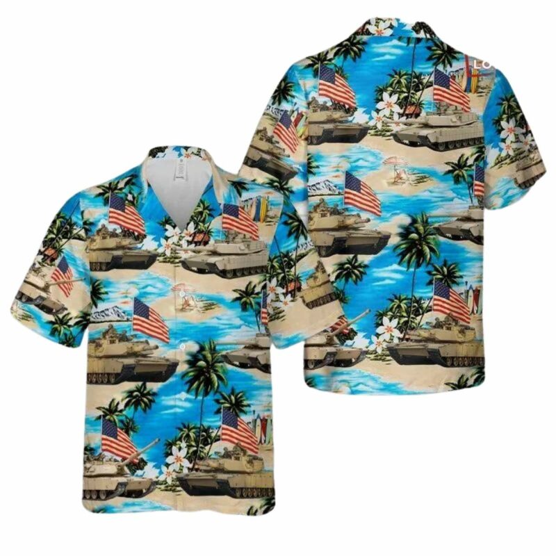 Abrams Battle Tank Flag Hawaiian Shirt