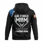 Air Force Mom Heart Proud Military Mom Air Force Flag Eagle Black Pattern All Over Print Hoodie Back