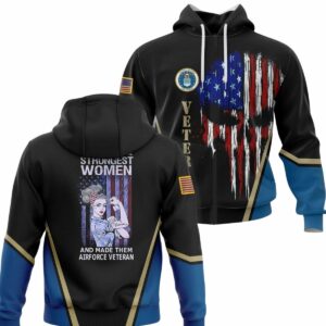 Air Force Veteran Women Funny Usaf Flag Skull All Over Print Hoodie