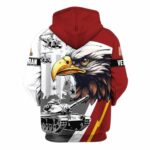 American Eagle Armed Forces Day Patriotic Red And White All Over Print Hoodie Back