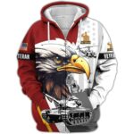 American Eagle Armed Forces Day Patriotic Red And White All Over Print Hoodie Front