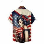 American Flag Vintage Army Wife Hawaiian Shirt Back