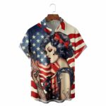 American Flag Vintage Army Wife Hawaiian Shirt Front