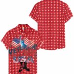 American Flag with Statue of Liberty Veterans Hawaiian Shirt