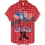 American Flag with Statue of Liberty Veterans Hawaiian Shirt Front