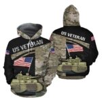 American Tank US Veteran Flag Camo Pattern All Over Print Hoodie