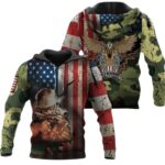 Armed Force Day Veteran United States Camo Flag All Over Print Hoodie