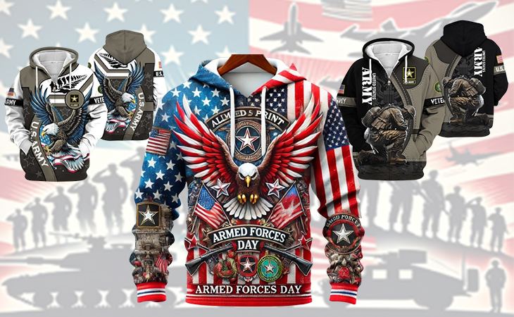 Armed forces day all over print hoodie image