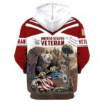 Armed Forces Veteran Eagle American Flag Red And Brown Pattern All Over Print Hoodie Back