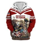 Armed Forces Veteran Eagle American Flag Red And Brown Pattern All Over Print Hoodie Front