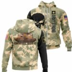 Army Strong Churchill Mark IV Tank Vintage Skull Camo Pattern All Over Print Hoodie