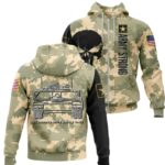 Army Strong M1 Abrams Main Battle Tank Vintage Skull Camo Pattern All Over Print Hoodie