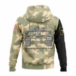 Army Strong M1 Abrams Main Battle Tank Vintage Skull Camo Pattern All Over Print Hoodie Back