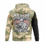 Army Strong My Son Has Your Back Proud Army Dad Military Father Camo Pattern All Over Print Hoodie Back