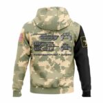 Army Strong Panther Tank Vintage Skull Camo Pattern All Over Print Hoodie Back