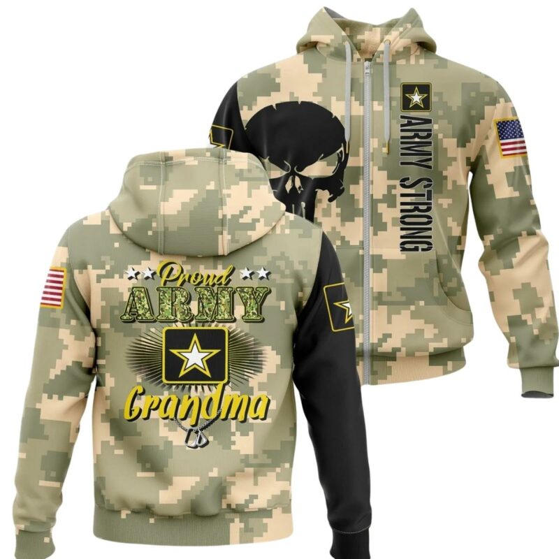 Army Strong Proud Army Grandma Camo Pattern All Over Print Hoodie