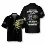 Being A Veteran Never Ends Proud Veteran Memorial Day Black Pattern Hawaiian Shirt