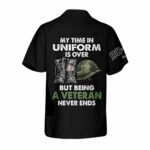 Being A Veteran Never Ends Proud Veteran Memorial Day Black Pattern Hawaiian Shirt Back