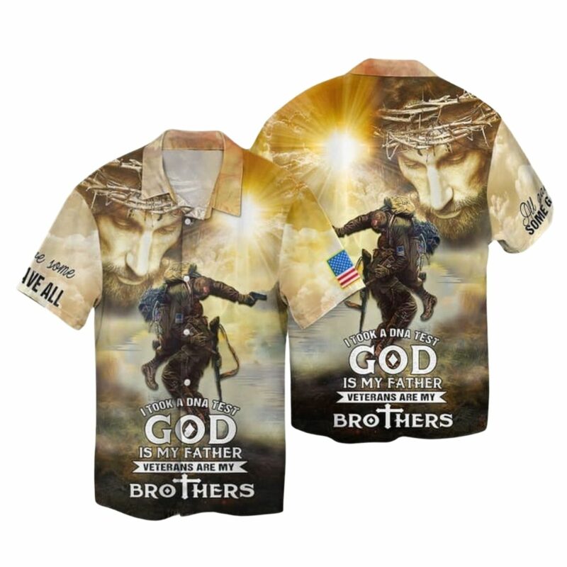 Christian Jesus God And Veteran Military Dad Hawaiian Shirt