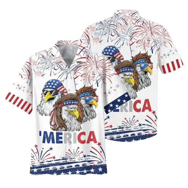 Cool American Eagle Independence Gift For Uncle Dad 4Th Of July Hawaiian Shirt