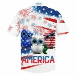 Cool Usa Owl Independence Day Hawaiian Shirt Back