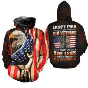 Don't Piss Off Old Veteran Combat Boot Eagle US Memorial Day All Over Print Hoodie