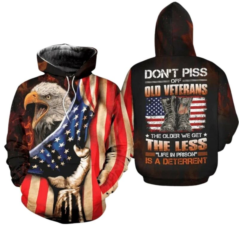 Don'T Piss Off Old Veteran Combat Boot Eagle Us Memorial Day All Over Print Hoodie