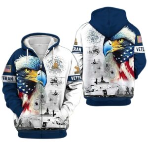 Duty Honor Country Veteran Armed Forces Day American Eagle All Over Print Hoodie