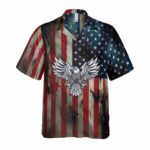 Eagle American Flag Memorial Day Hawaiian Shirt Front