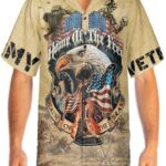 Eagle Army Veteran Home Of The Free Vintage American Flag Hawaiian Shirt Front 1