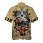 Eagle Army Veteran Home Of The Free Vintage American Flag Hawaiian Shirt Front