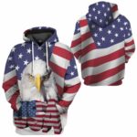 Eagle USA Flag Independence Day White Pattern All Over Print Hoodie