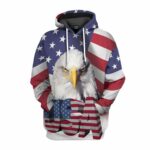 Eagle USA Flag Independence Day White Pattern All Over Print Hoodie Front