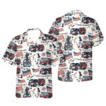 Fire Truck 4th Of July Firefighter Independence Day Hawaiian Shirt