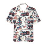 Fire Truck 4th Of July Firefighter Independence Day Hawaiian Shirt Front