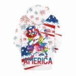 Flag Unicorn Cartoon Us Independence Day All Over Print Hoodie Back