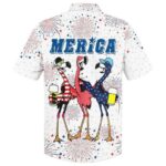 Flamingo Drinking Beer In Usa Flag Happy Independence Day Hawaiian Shirt Back