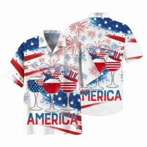 Glass Drinking Cheer Up Independence Day, America 4Th Of Jul Hawaiian Shirt