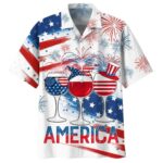 Glass Drinking Cheer Up Independence Day, America 4Th Of Jul Hawaiian Shirt Front