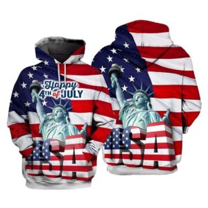 Happy 4th Of July Independence Day All Over Print Hoodie