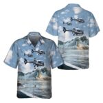 Helicopter on ocean background hawaiian shirt