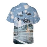 Helicopter on ocean background hawaiian shirt back