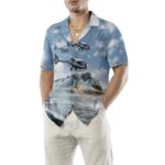 Helicopter on ocean background hawaiian shirt front b